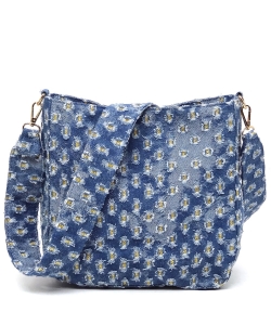 Dotted Distressed Denim Crossbody Bag LY135-Z DENIM